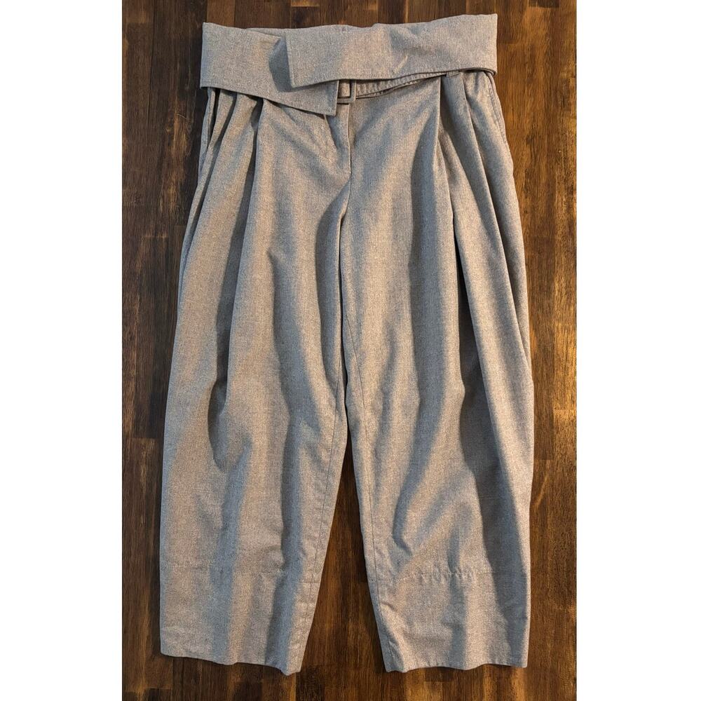 Stella McCartney Women’s 40 Pants Pleated Wool Tapered Foldover Waist Belted